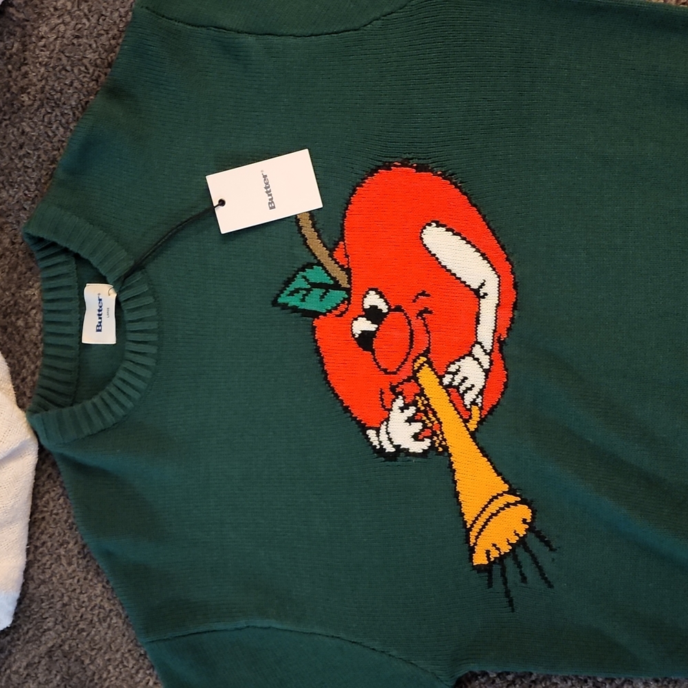Apple knit sweater red and green by butter